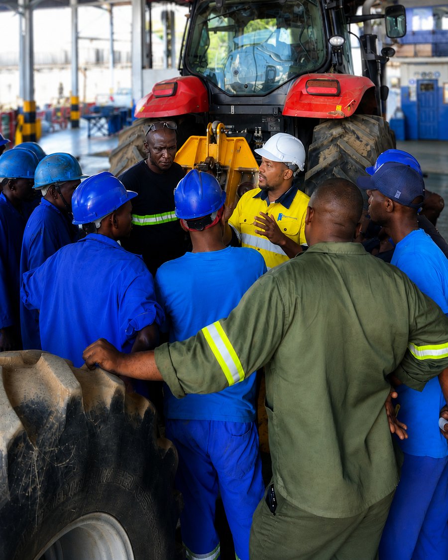 Fleetcare technicians on site with a client in Tanzania